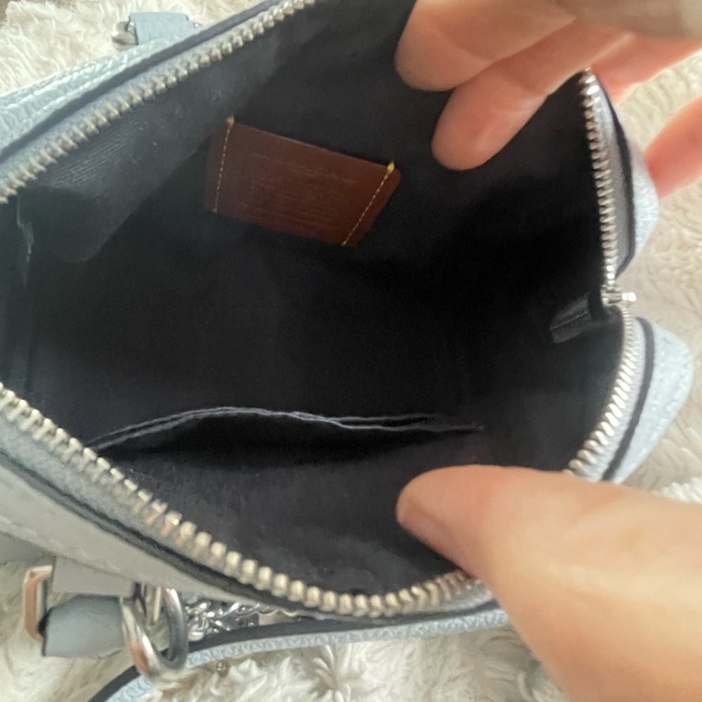 Coach Mini Rowan Crossbody, Shoulder Bag With Swagger Charms Ice Blue - Picture 8 of 9